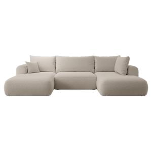 Canapé d'angle convertible 4 places en bouclette beige fonc…