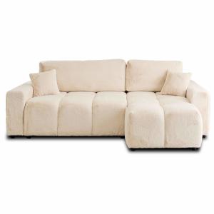 Canapé d'angle convertible 4 places en fausse fourrure