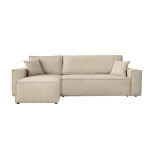 Canapé d'angle convertible 4 places en tissu bouclette - Be…