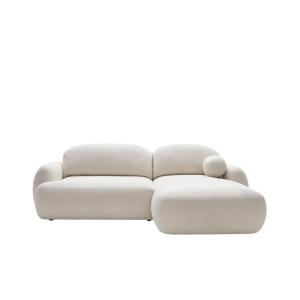 Canapé d'angle convertible 4 places en tissu bouclette Beig…