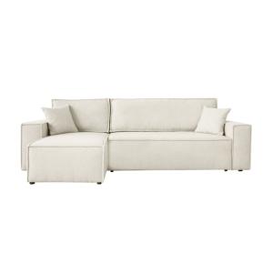 Canapé d'angle convertible 4 places en tissu bouclette - Bl…