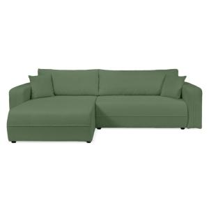 Canapé d'angle convertible 4 places en tissu bouclette vert…