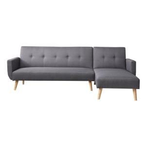 Canapé d'angle convertible 4 places en tissu gris