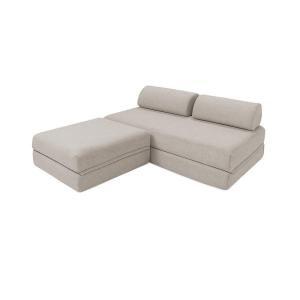 Canapé d'angle convertible 4 places en tissu imperméable gr…