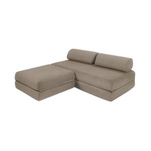 Canapé d'angle convertible 4 places en tissu taupe