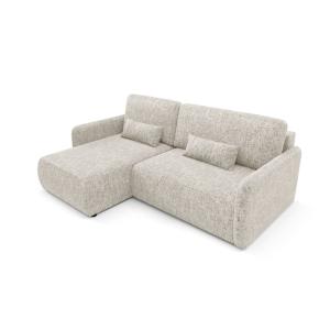 Canapé d'angle convertible  4 places en tissu tressé Beige