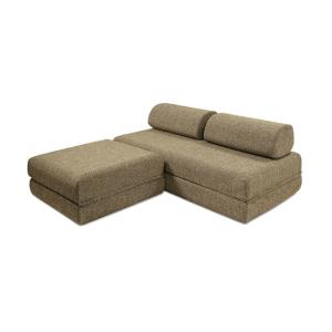 Canapé d'angle convertible 4 places en tweed jaune