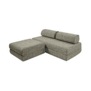 Canapé d'angle convertible 4 places en tweed vert