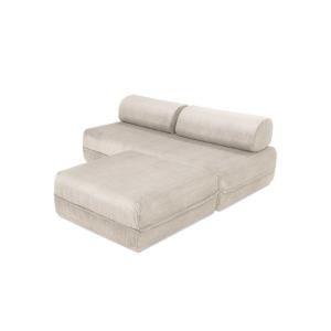 Canapé d'angle convertible 4 places en velours blanc