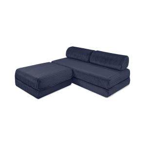 Canapé d'angle convertible 4 places en velours bleu
