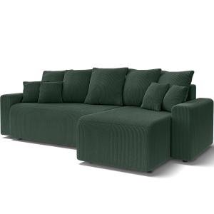 Canapé d'angle convertible 4 places en velours côtelé vert…