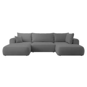 Canapé d'angle convertible 4 places en velours gris foncé