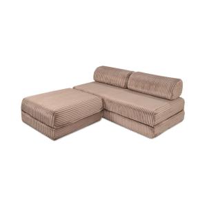 Canapé d'angle convertible 4 places en velours marron