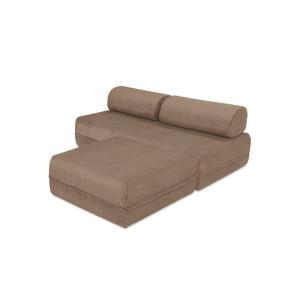 Canapé d'angle convertible 4 places en velours taupe