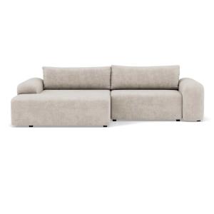 Canapé d'angle convertible 4 places en velours texturé beig…