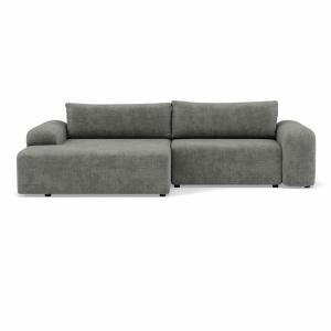 Canapé d'angle convertible 4 places en velours texturé gris…