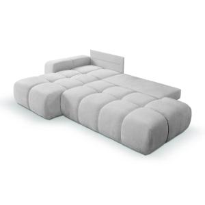 Canapé d'angle convertible 4 places - Gris clair - Droit