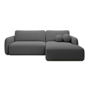 Canapé d'angle convertible 4 places - Gris foncé - Gauche