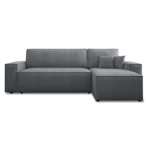 Canapé d'angle convertible 4 places velours côtelé gris fon…