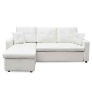 Canapé d'angle convertible 5 places blanc