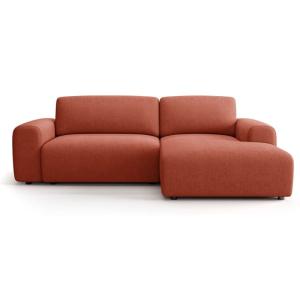 Canapé d'angle convertible 5 places en tissu chenille terra…