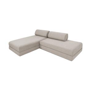 Canapé d'angle convertible 5 places en tissu imperméable gr…