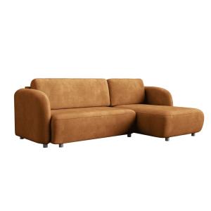 Canapé d'angle convertible 5 places en tissu orange