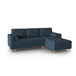 Canapé d'angle convertible 5 places en tissu structuré bleu…