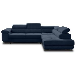 Canapé d'angle convertible 5 places en velours côtelé bleu…