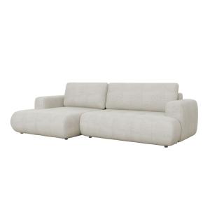 Canapé d'angle convertible 6 places en tissu blanc écru