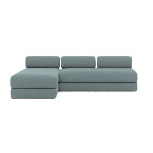 Canapé d'angle convertible 6 places en tissu bleu vert