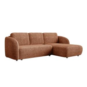 Canapé d'angle convertible 6 places en tissu orange