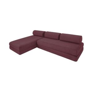 Canapé d'angle convertible 6 places en tissu rouge