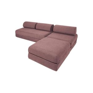 Canapé d'angle convertible 6 places en tissu terracotta
