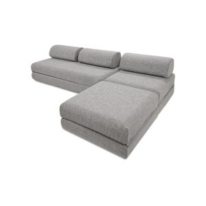 Canapé d'angle convertible 6 places en tweed gris