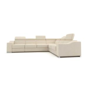 Canapé d'angle convertible 6 places en velours beige