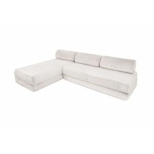 Canapé d'angle convertible 6 places en velours blanc