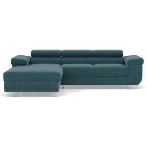 Canapé d'angle convertible 6 places en velours côtelé bleu…