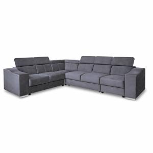 Canapé d'angle convertible 6 places en velours gris