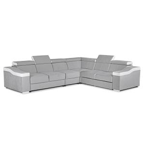 Canapé d'angle convertible 6 places en velours gris clair,…