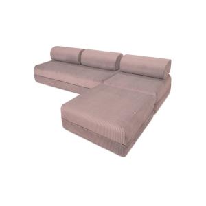Canapé d'angle convertible 6 places en velours rose