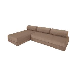 Canapé d'angle convertible 6 places en velours taupe