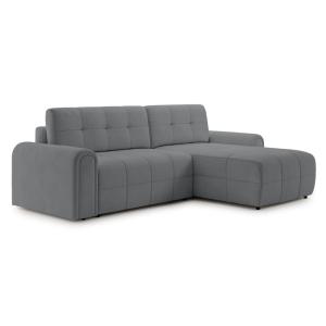 Canapé d’angle convertible avec coffre, en chenille gris, d…