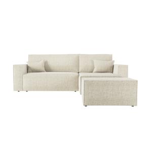 Canapé d'angle convertible avec pouf en tissu texturé 3D -…