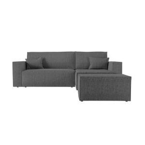 Canapé d'angle convertible avec pouf en tissu texturé 3D -…