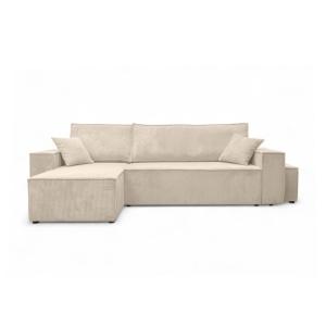 Canapé d'angle convertible avec un pouf en velours côtelé -…