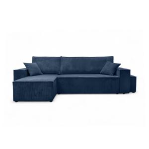 Canapé d'angle convertible avec un pouf en velours côtelé -…