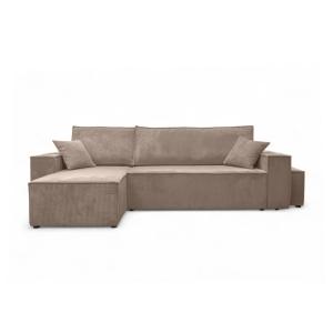 Canapé d'angle convertible avec un pouf en velours côtelé -…