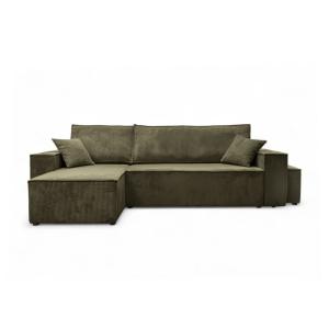 Canapé d'angle convertible avec un pouf en velours côtelé -…