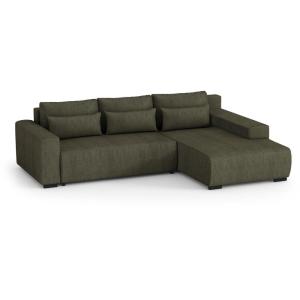 Canapé d'angle convertible Benny vert olive à droite